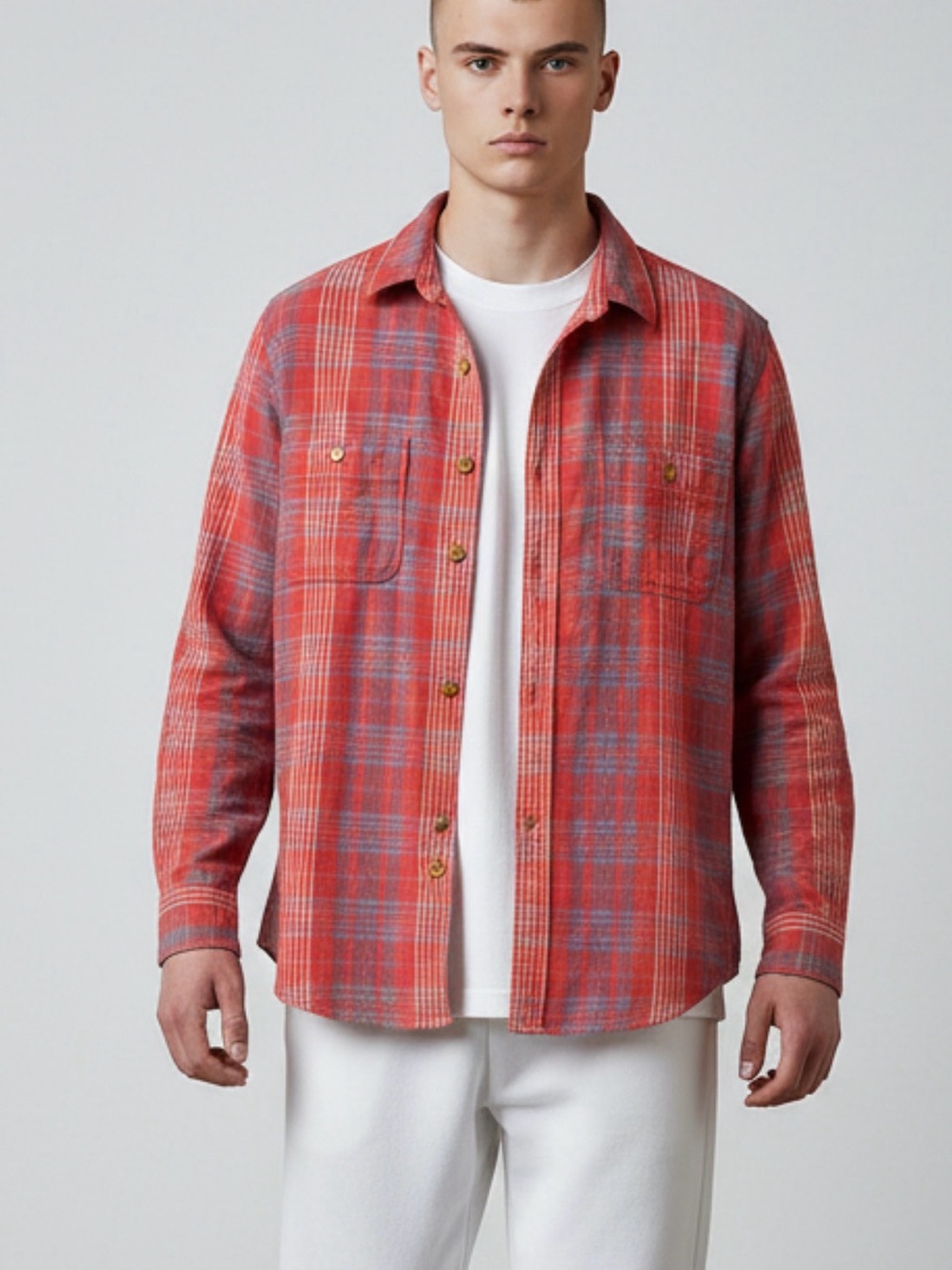J. Crew Red and Blue Plaid Button-Down Shirt men’s size medium